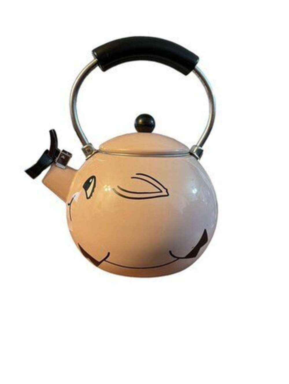Vintage Kamenstein Pink Pig Teapot Enamel Tail Whimsical Kitchen Decor Farm